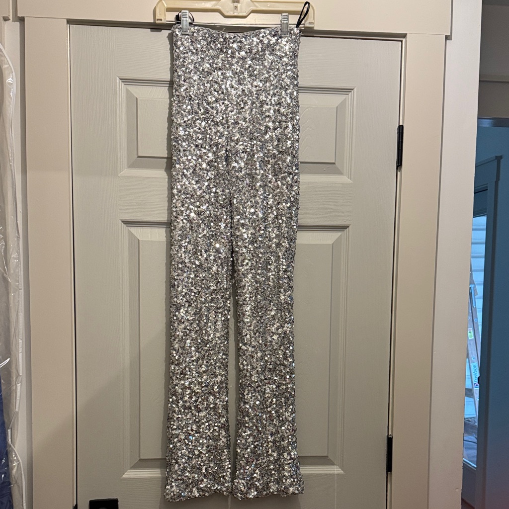 Forever 21 Glittering Silver Women's Trousers